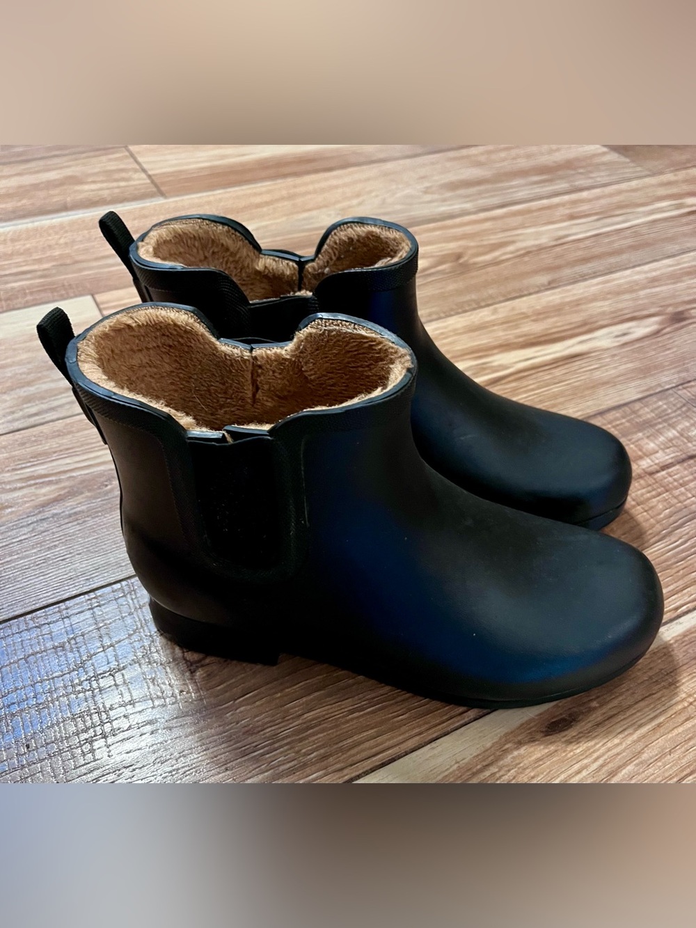 Chooka Black Faux-Fur Lined Rain Boots